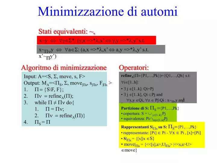 minimizzazione di automi