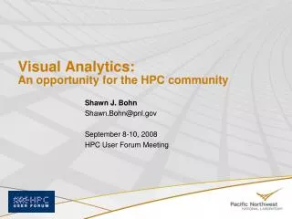 Visual Analytics: An opportunity for the HPC community