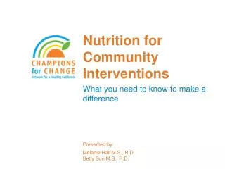 Nutrition for Community Interventions
