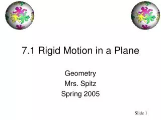 7.1 Rigid Motion in a Plane