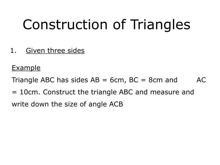 construction of triangles