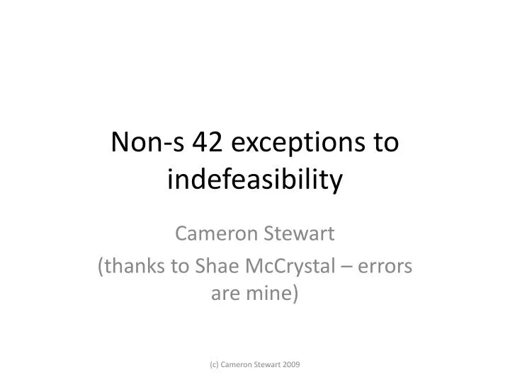 non s 42 exceptions to indefeasibility