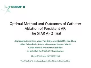 Optimal Method and Outcomes of Catheter Ablation of Persistent AF: The STAR AF 2 Trial