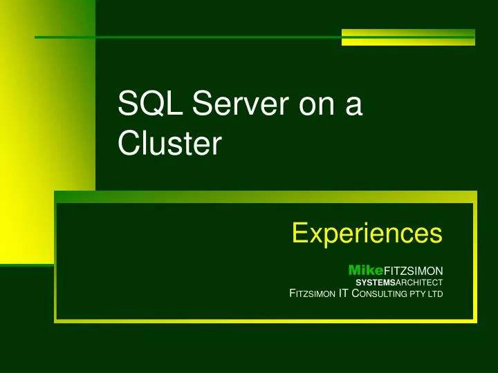 sql server on a cluster