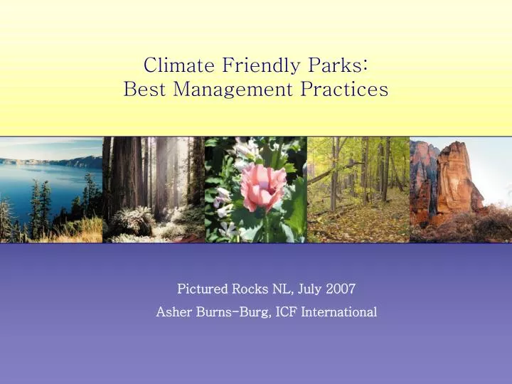 climate friendly parks best management practices
