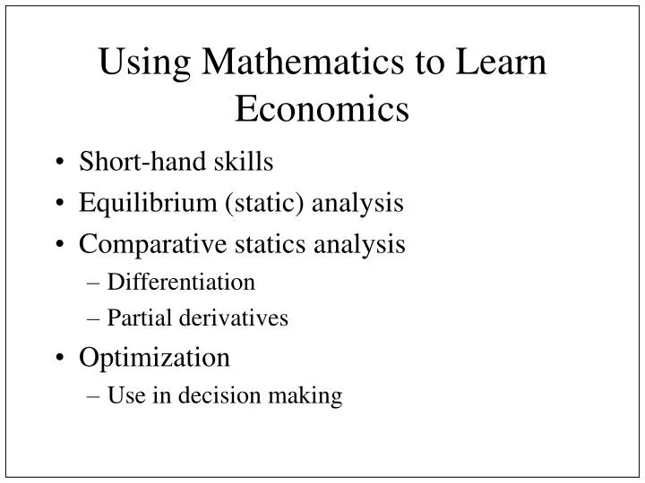 using mathematics to learn economics