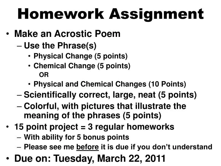 homework assignment