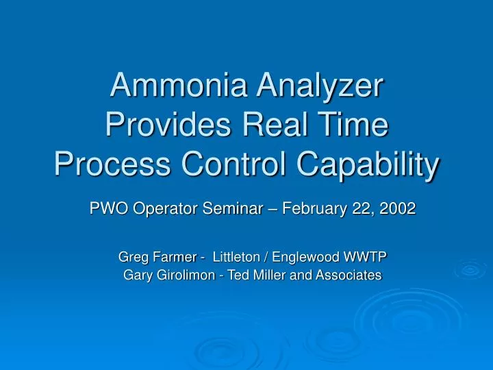 ammonia analyzer provides real time process control capability