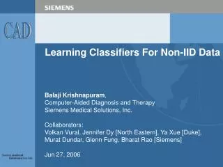 Learning Classifiers For Non-IID Data