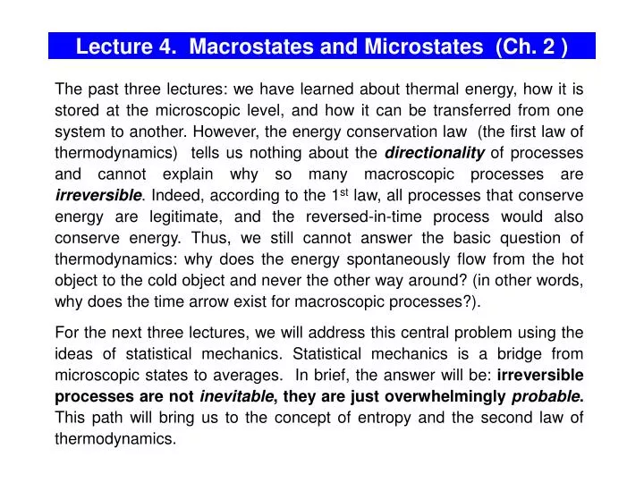 lecture 4 macrostates and microstates ch 2