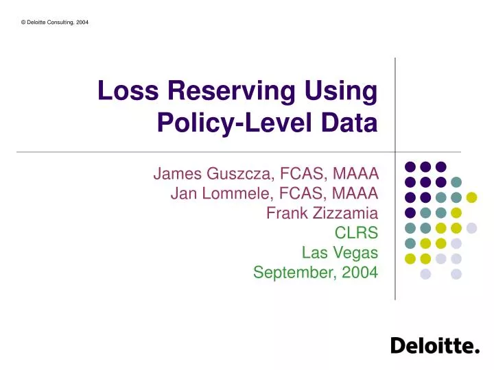 loss reserving using policy level data