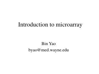 Introduction to microarray