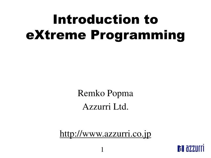 introduction to extreme programming