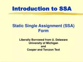 introduction to ssa