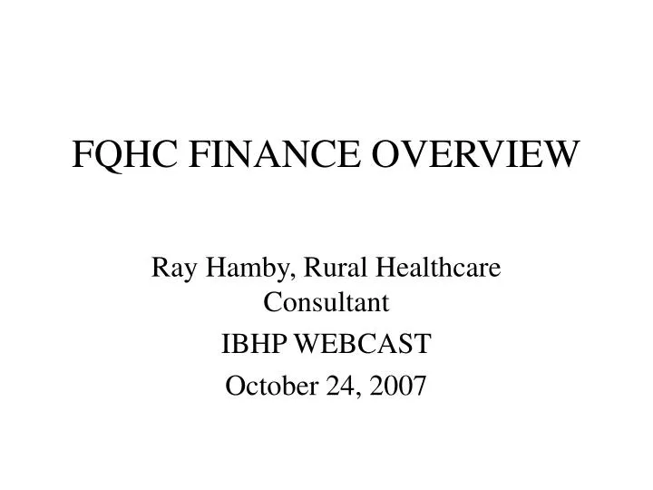 fqhc finance overview