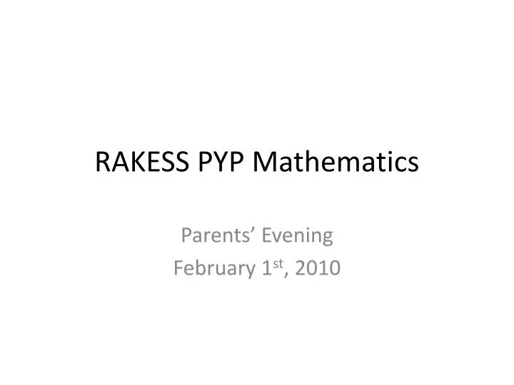 rakess pyp mathematics