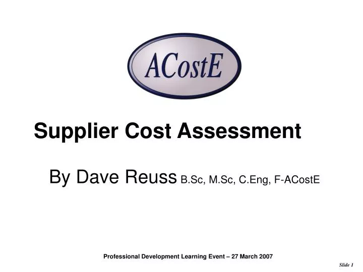 supplier cost assessment