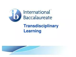 Transdisciplinary Learning