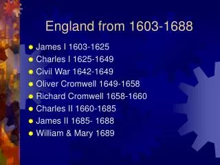 England from 1603-1688