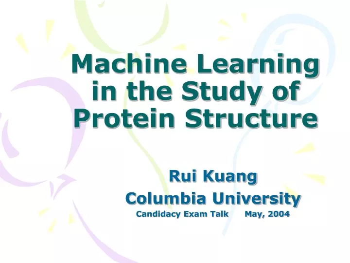 machine learning in the study of protein structure