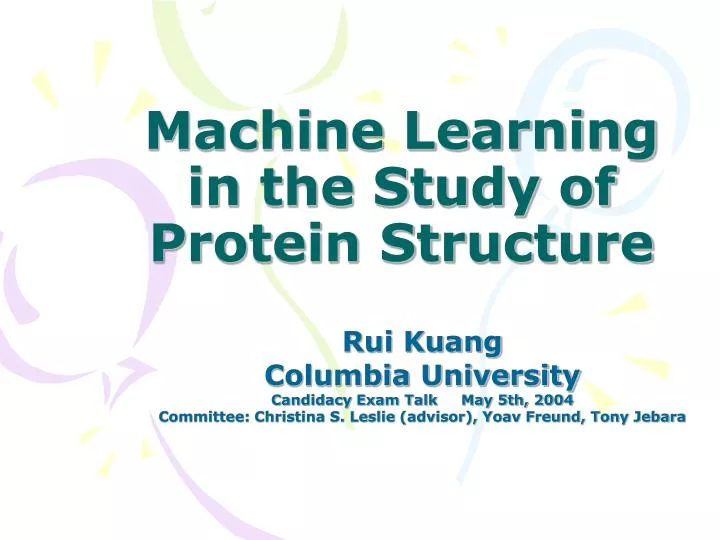machine learning in the study of protein structure