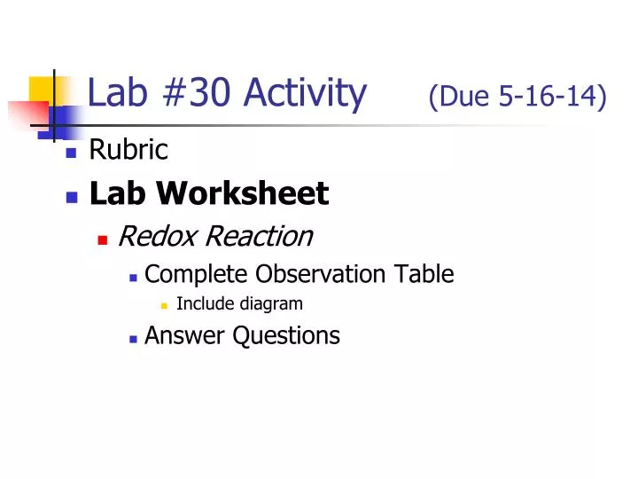 lab 30 activity due 5 16 14