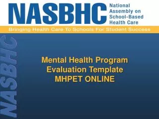 Mental Health Program Evaluation Template MHPET ONLINE