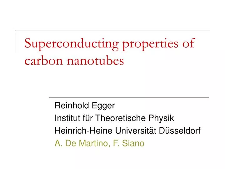 superconducting properties of carbon nanotubes