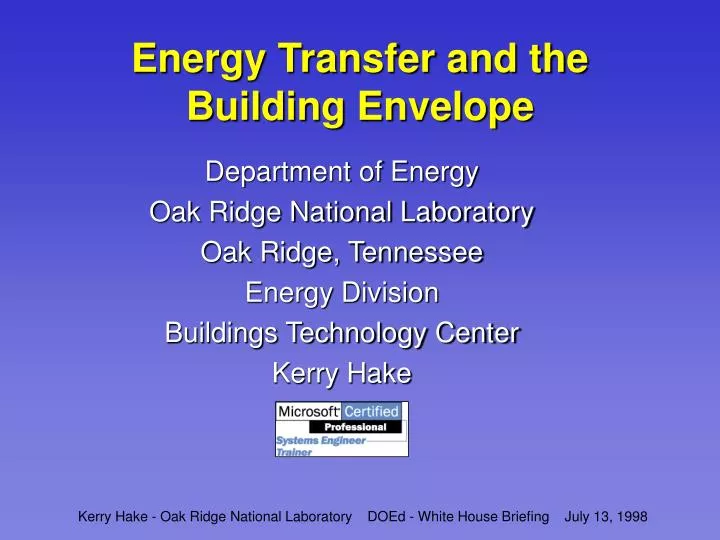 energy transfer and the building envelope