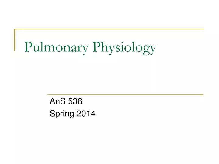 pulmonary physiology