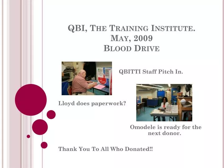 qbi the training institute may 2009 blood drive