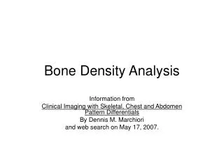 Bone Density Analysis