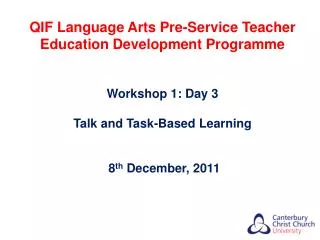 QIF Language Arts Pre-Service Teacher Education Development Programme