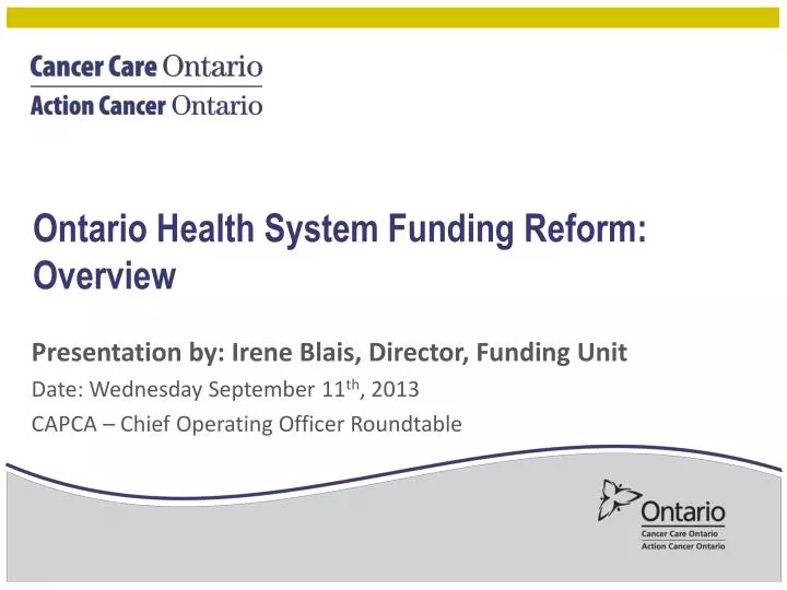 ontario health system funding reform overview