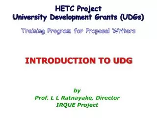 INTRODUCTION TO UDG