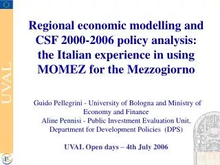 The econometric model for the Mezzogiorno (MOMEZ)