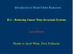 Introduction to Model Order Reduction - slide 1