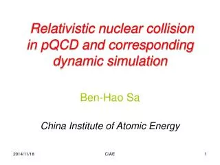 Relativistic nuclear collision in pQCD and corresponding dynamic simulation