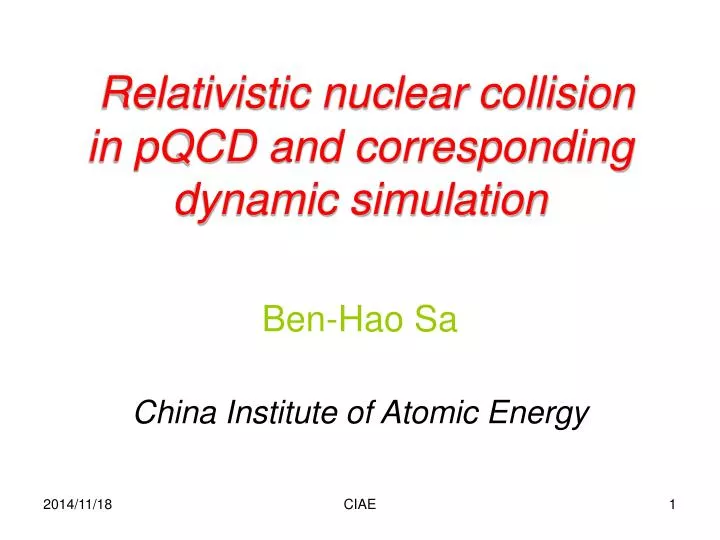 relativistic nuclear collision in pqcd and corresponding dynamic simulation