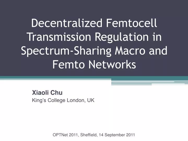 decentralized femtocell transmission regulation in spectrum sharing macro and femto networks