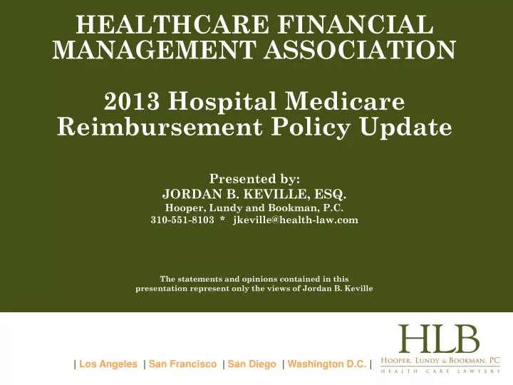 healthcare financial management association 2013 hospital medicare reimbursement policy update