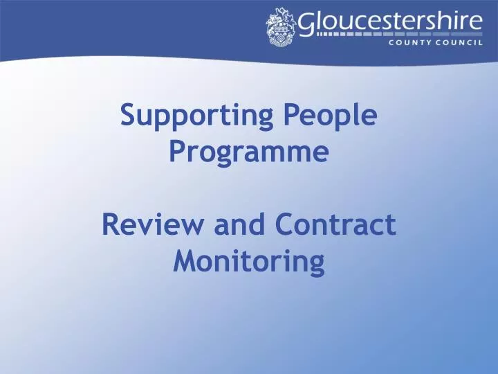 supporting people programme review and contract monitoring