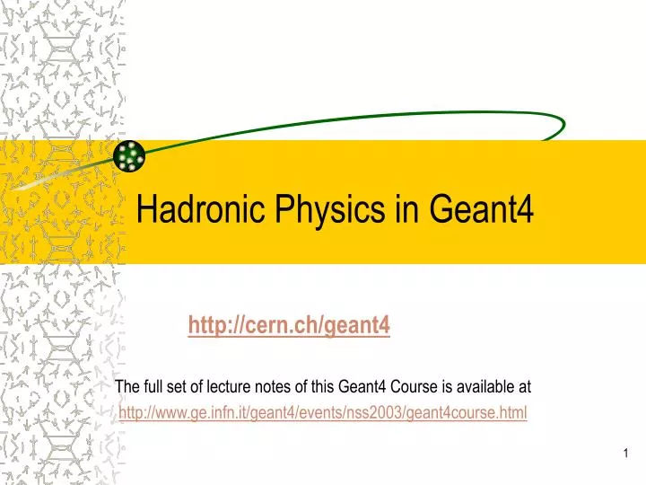 hadronic physics in geant4