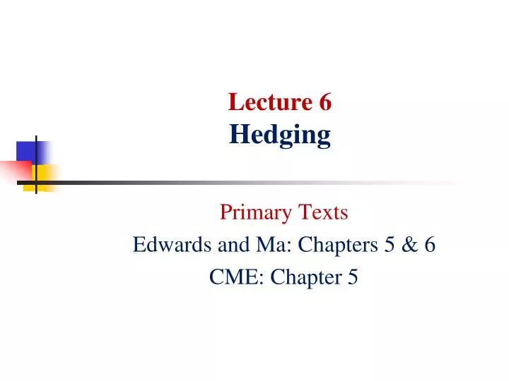 lecture 6 hedging