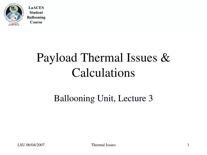 payload thermal issues calculations