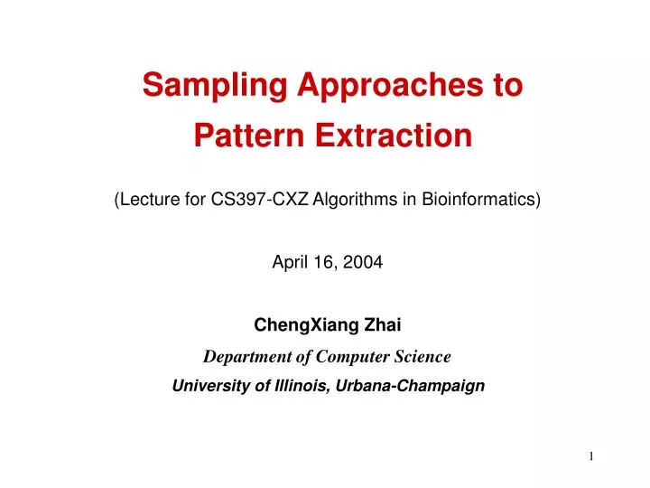 sampling approaches to pattern extraction
