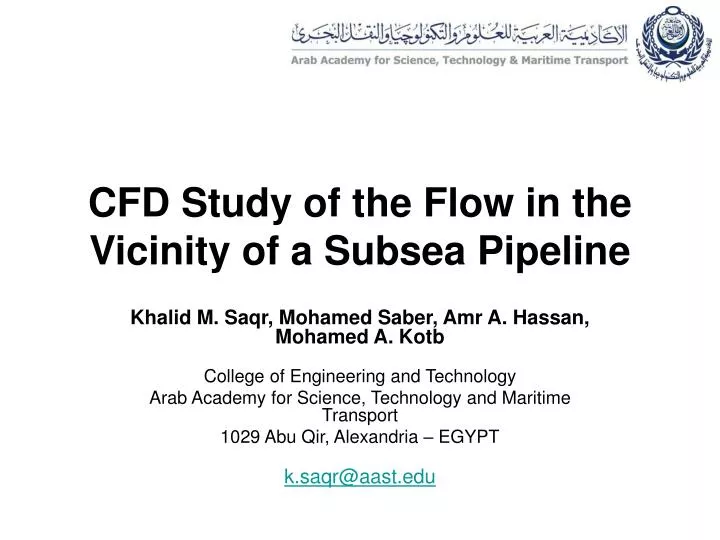 cfd study of the flow in the vicinity of a subsea pipeline