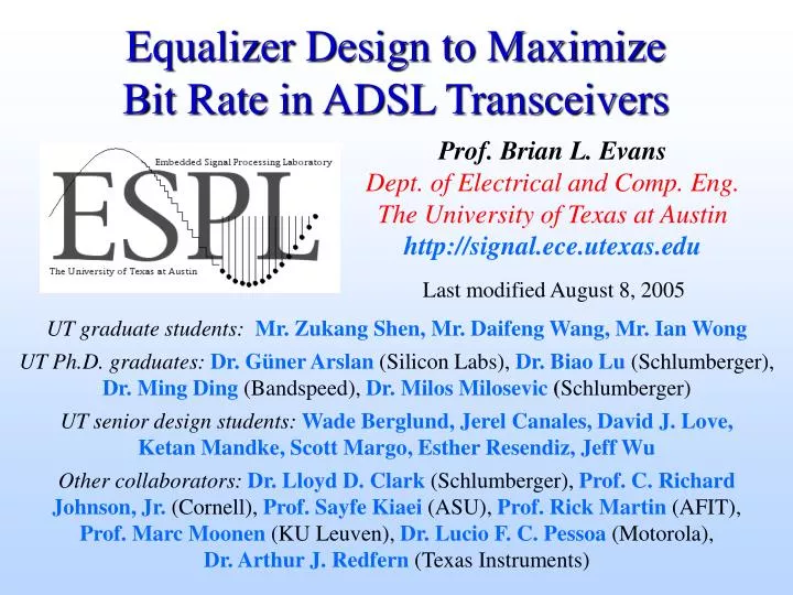 equalizer design to maximize bit rate in adsl transceivers