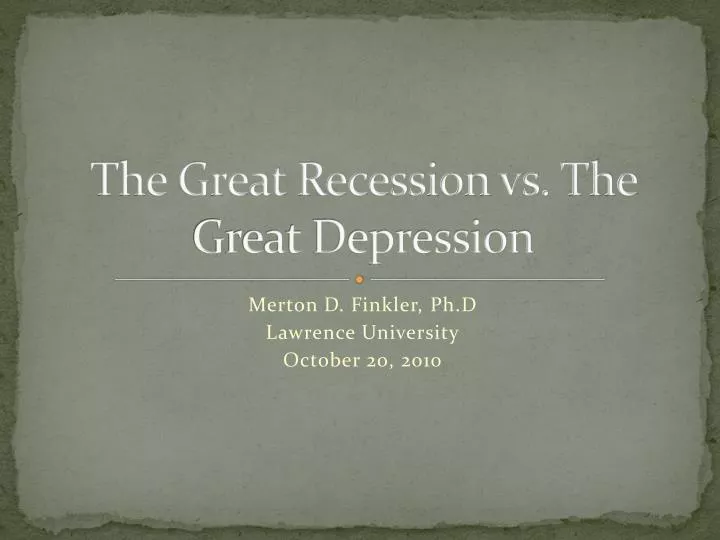 the great recession vs the great depression