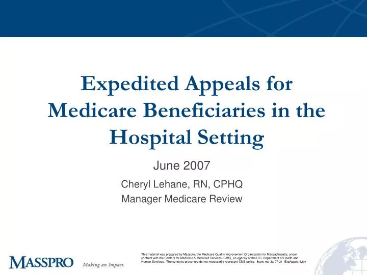 expedited appeals for medicare beneficiaries in the hospital setting